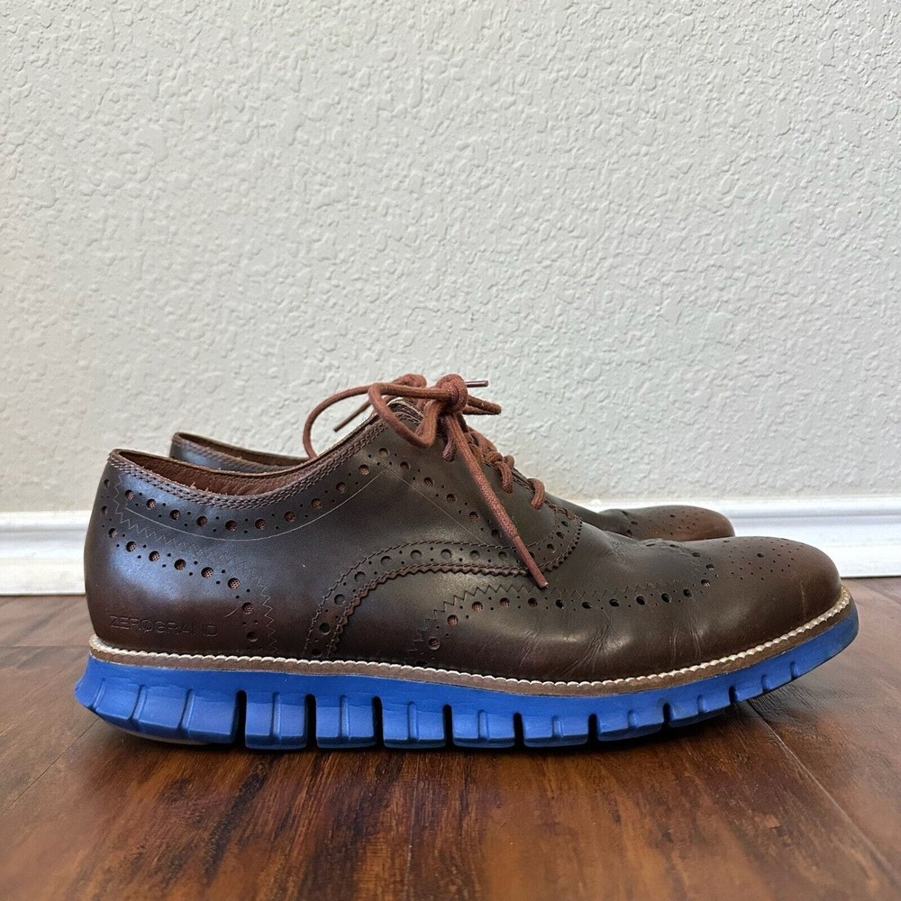 COLE HAAN Mens ZeroGrand Wingtip Oxford Shoes in Woodbury Leather